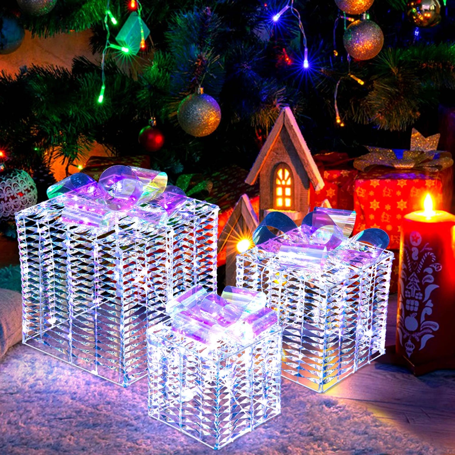 christmas gift box decoration led