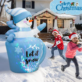 5FT Inflatable Snowman in Mug with Leds for Outdoor Christmas Decor