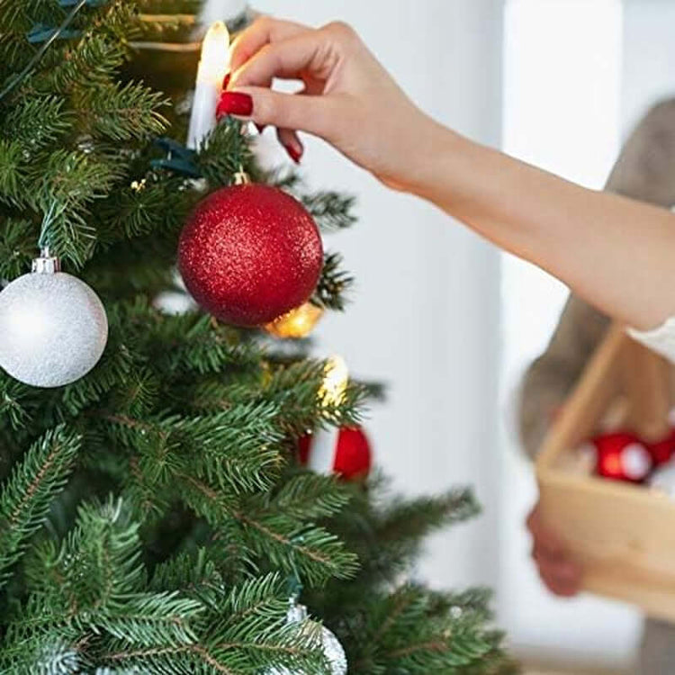 Christmas Balls Ornaments for Xmas Tree, 36Ct Plastic Shatterproof Baubles Colored and Glitter Christmas Party Decoration 1.6Inch Set