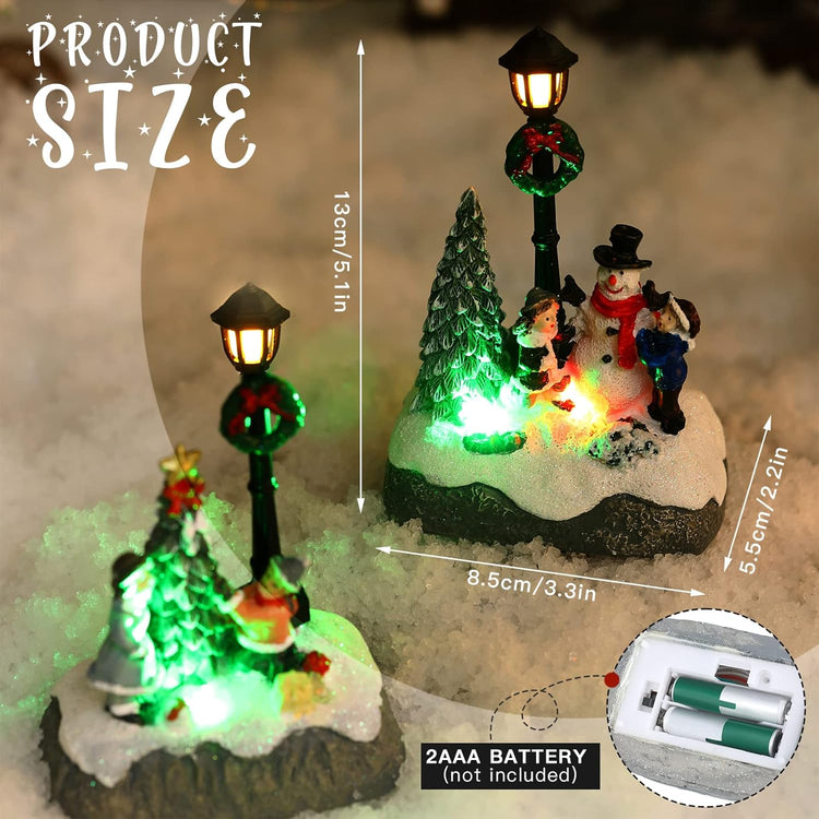 Christmas Village Set: 2-Piece Snowman & Santa LED Tabletop Decor