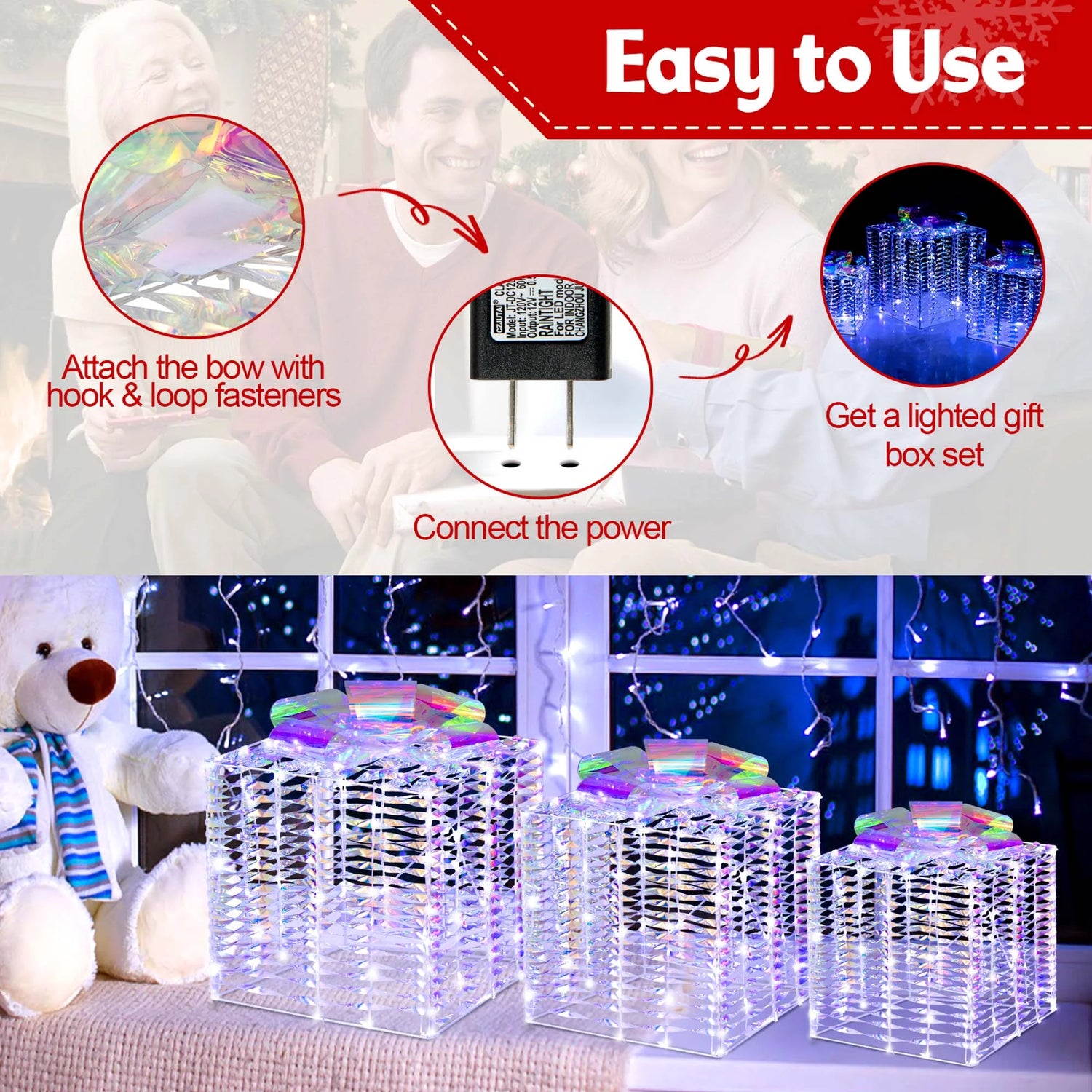 christmas gift box decoration led