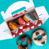 Valentine Boxes for Treats, 24-Pack Valentines Day Treat Boxes, 4 Doodle Designs, Paper Valentine&