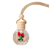 Mini Air Freshener Bottle Christmas Car Perfume Bottle Decoration Festive Wood Lid Cute Santa Snowman Tree Elk Design Glass