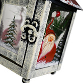 Metal Lantern Christmas Decorations with LED Light Indoor Outdoor Decorative Hanging Lanterns Santa Decor Hand Painted Rustic Metal Glass Small Christmas Lanterns Table Decor Xmas Holiday Party Decor