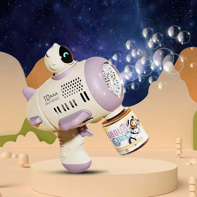 Purple Bubble Machine for Children Automatic Bazooka Bubble with Light Bubble Blower for Kids Soap Bubble Outdoor Toysspaceman