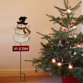 Christmas Snowman Garden Stake Decor Snowman Decoration, Outdoor Metal Yard Sign Lawn Stake LED Battery Operated Blinking Nose Christmas Snowman Yard Decor Holiday Decoration (Batteries Not Included)
