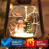 Illuminated Snowman Musical Snow Globe Lantern with Timer for Holiday Decor